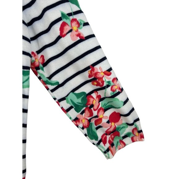 Land’s End Floral Striped Sweater Top Size Large - Picture 3 of 8
